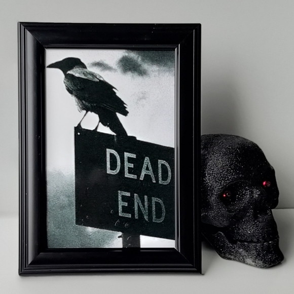 Dead dead Street road framed photo print of black raven on sign gothic Halloween - Picture 5 of 5